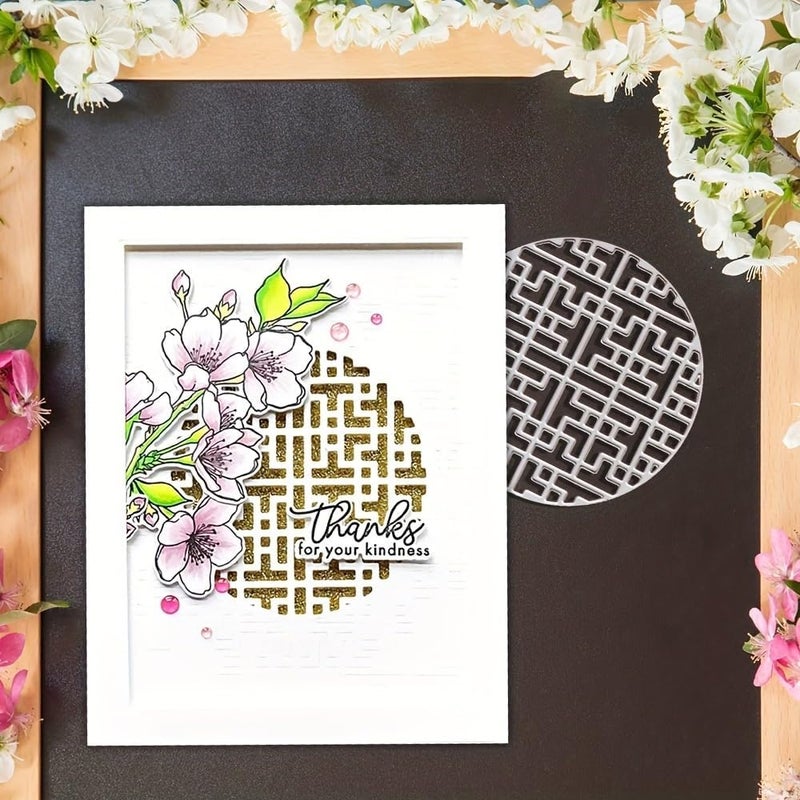 Lapoo Geometric Cutting Die for Scrapbooking - Durable, Cut Stencils for DIY Scrapbook Photo Album Decorative Paper Card, Card Making Supplies (Circle 3.9 x 3.9 in) - Image 1